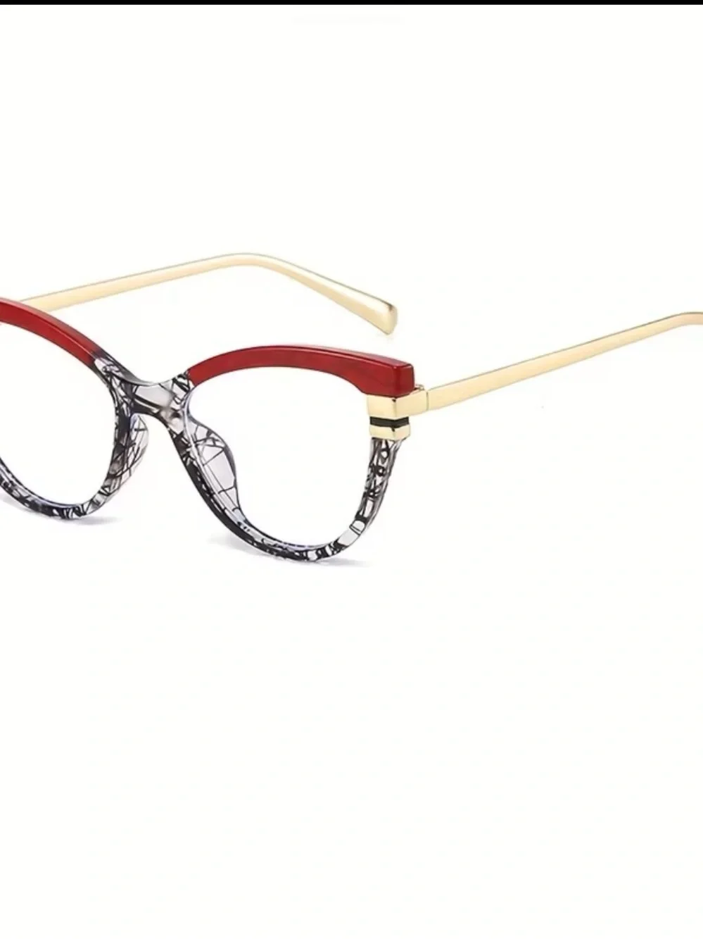 🆕 Red and Black Pattern Cat-Eye Women's Glasses
